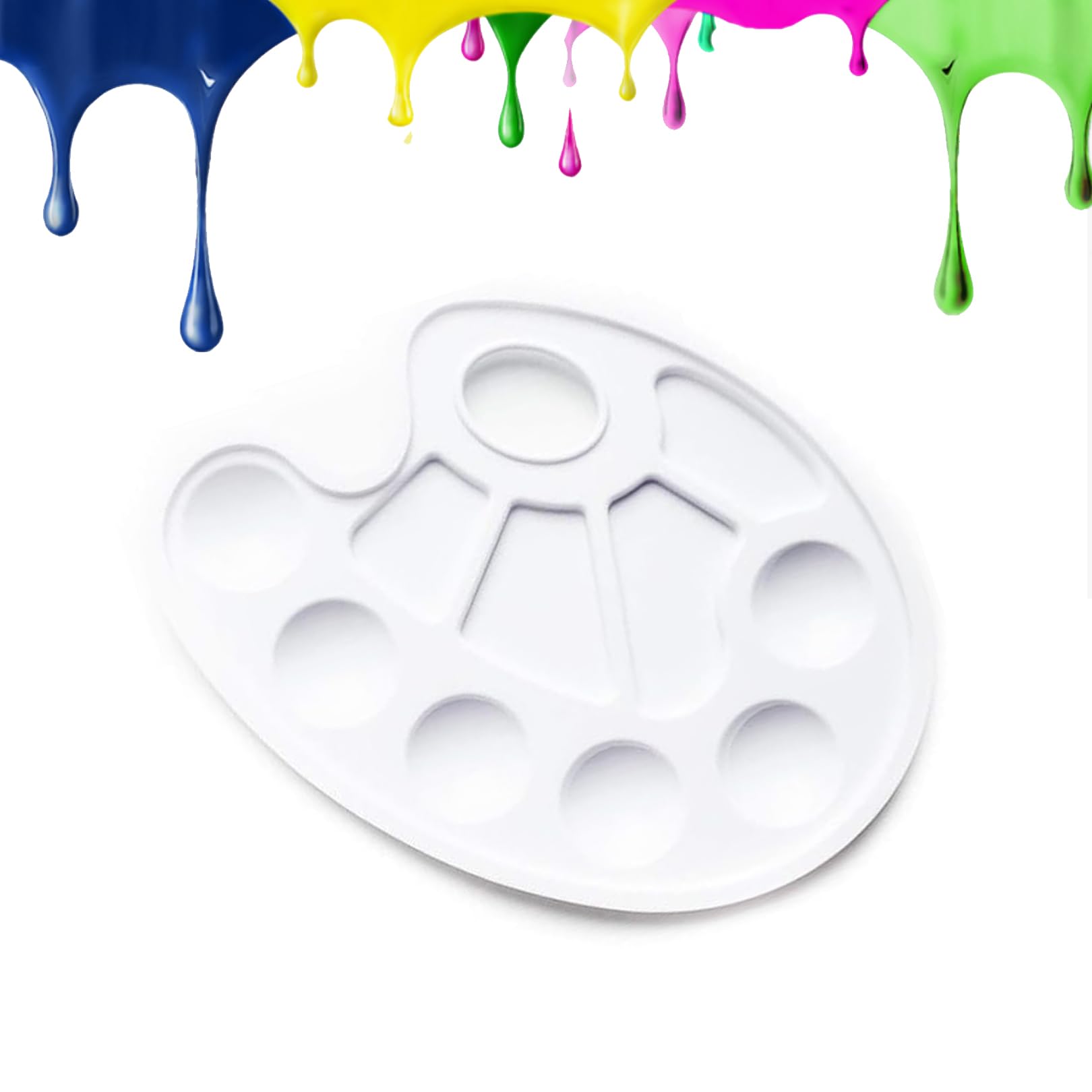 LIAMGUS acrylic paint palette, mixing palette, plastic pallets, paint palette, Mixing Pallet 10 Well White Round Paint Palette, for Watercolor Acrylic and Oil DIY Craft Professional Art Painting