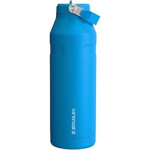 Stanley IceFlow Flip Straw 2.0 Water Bottle 50 OZ | Built-In Straw with Larger Opening | Lightweight & Leak-Resistant | Insulated Stainless Steel | BPA-Free | Azure