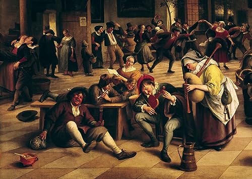 EfeMir Tableaux sur Toile Image Imprimén Célèbre Festin dans une auberge Détail du groupe central par Jan Havickszoon Steen pour la décoration murale...