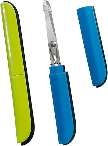 HYMAOME 2 tijeras compactas portátiles afiladas tijeras de corte para manualidades tijeras de viaje pequeñas con cubierta para álbumes de