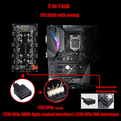 Image of ARGB and PWM hub12V 4Pin PWM & 5V 3Pin ARGB with SATA Power 2-in-1 Hub 8 Way Sync CPU Cooling Chassis Fan Hub Addressable RGB Lighting for Extended Motherboard Interface (12V 4pin (2-in-1))