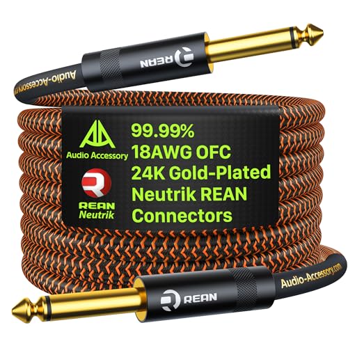 Câble de guitare à faible capacité 18 AWG anti-parasite avec fiches plaquées or