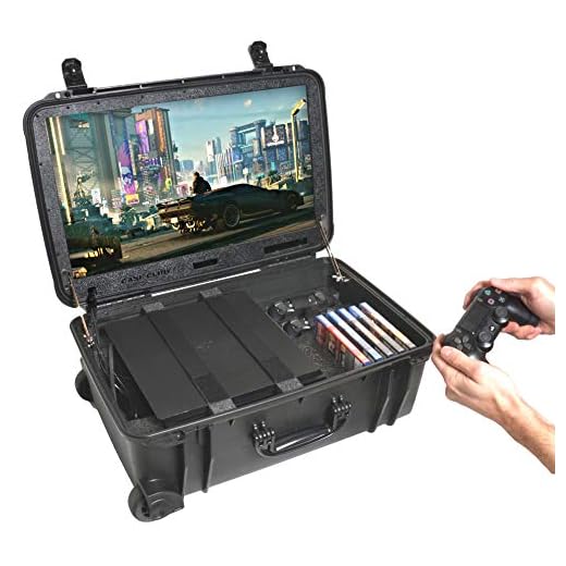 Case Club Waterproof PlayStation 4 & PS4 Slim/Pro Portable Gaming Station with Built-in 24" 1080p Monitor, Storage for Controllers, Games, and Included Speakers (PS4 & Accessories Not Included) Gen 2