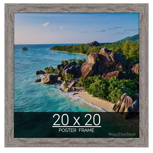 wallsthatspeak 20x20 Gray Barnwood Picture Frame for Puzzles Posters Photos or Artwork