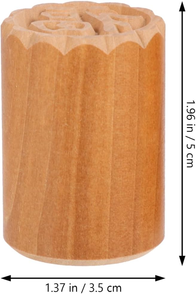 Angoily 2pcs Wooden Mooncake Stamp, 3.5cm Fortune & Wealth Character Molds