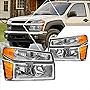 [4Pcs-Set] Bumper Lamps+Headlights Assembly Set Compatible with 04-12 Colorado Canyon,Chrome Housing/Amber Corner