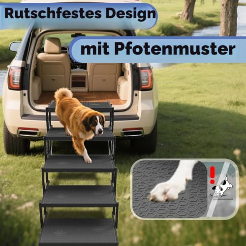 Hundetreppe Auto mit Rutschfester Textur für Kleine & Große Hunde 5 Stufen