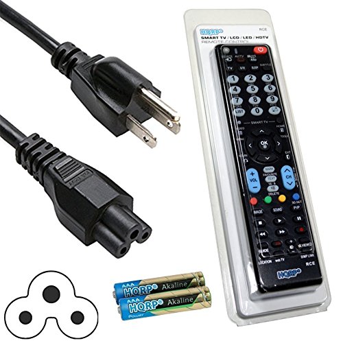 HQRP AC Power Cord and Remote Control for LG 55LF6000 55LF6100 55LF6300 HDTV