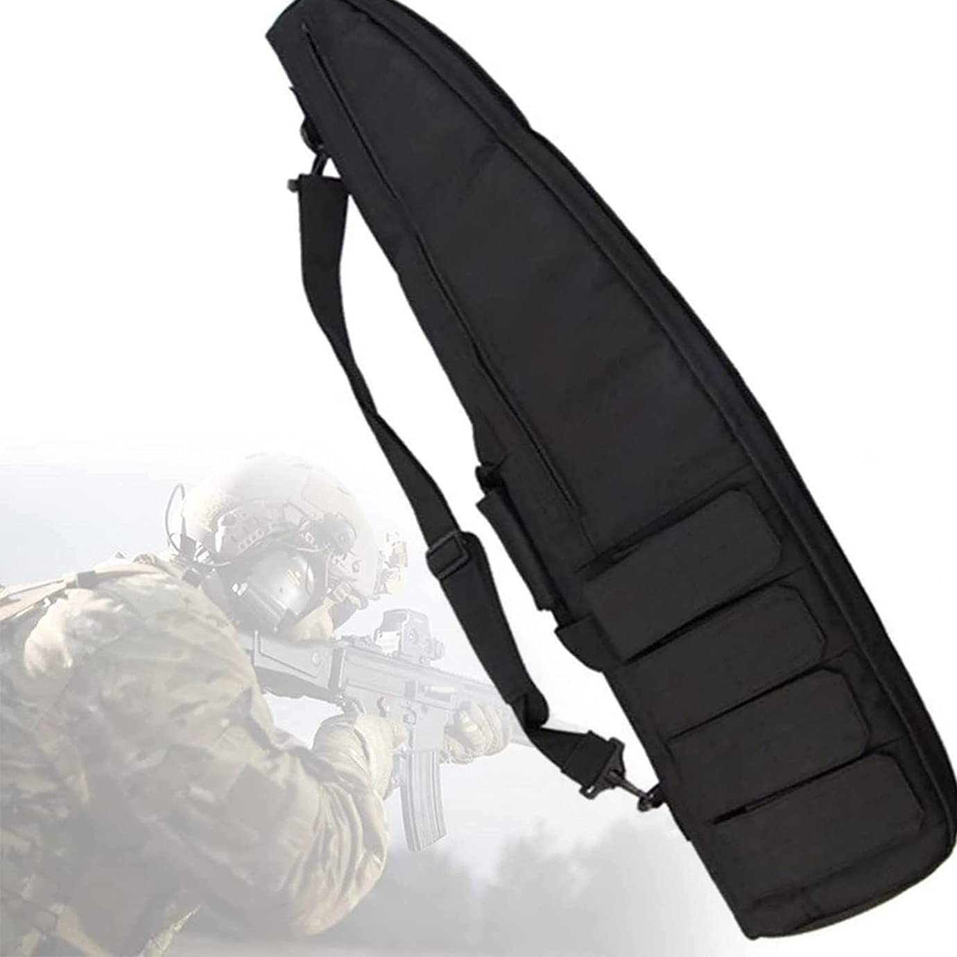 Estuche para Rifle Bolsa para Escopeta Rango al Aire Libre Caza Tiro Arma de Fuego, 47 "o 39" Bolsa táctica para Pistola con Eslinga y Asas,Black-100cm/39In