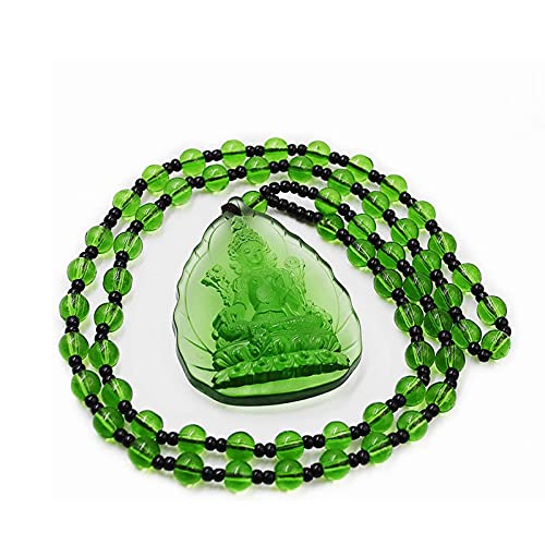 JTKDL Colgante de Cristal de Tara Verde Colgante tántrico de Buda,5.25x4x1.2cm