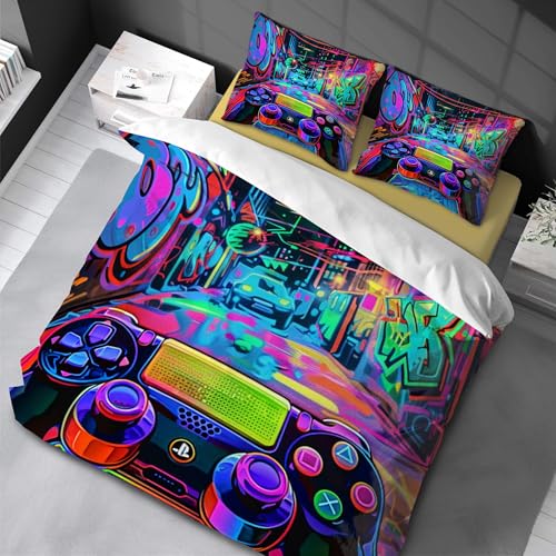Parure de lit double jeux vidéo 155x220cm colorée