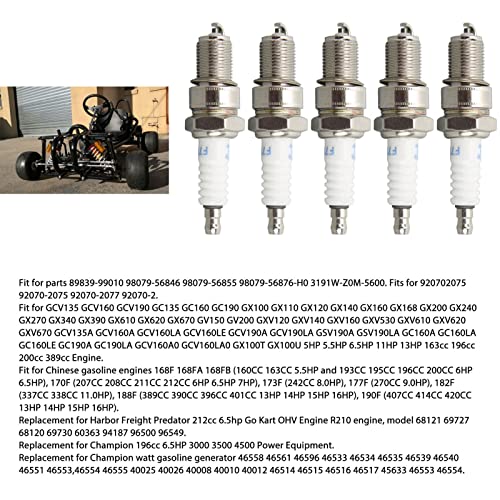 Vela de ignição, 5 peças de vela de ignição F7TC para equipamento de energia Champion 196cc 6.5HP 30