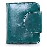 AINIMOER Women's Small Compact Billfold Leather Tri-Fold Wallet with Zipper Pocket