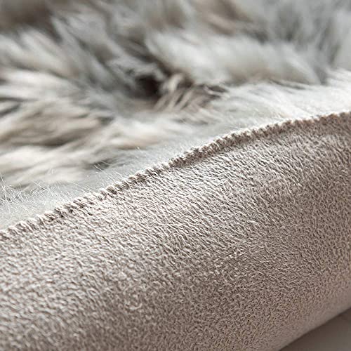 Carvapet Luxury Soft Faux Sheepskin Chair Cover Seat Pad Plush Fur Area Rugs For Bedroom, 2Ft X 3Ft,Grey #TOP6