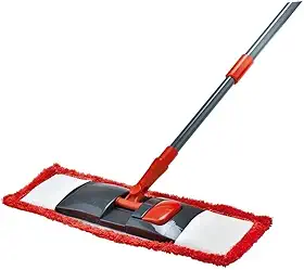 Mop Flat Microfibra Rodo Mágico Cabo Aço ajustável Vermelho e Cinza - Premium