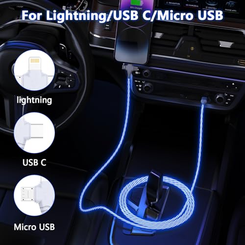 Cable luminoso de carga para evitar enredos compatible con iPhone 12 11 Pro Max y tabletas azul 3