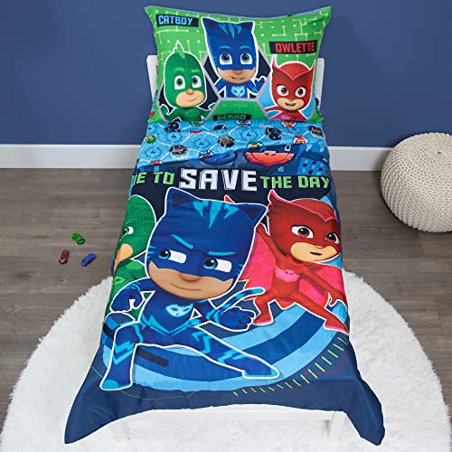 Pj Masks Time To Save The Day 4 Piece Toddler Bedding Set, Blue(Pack Of 1) #TOP29