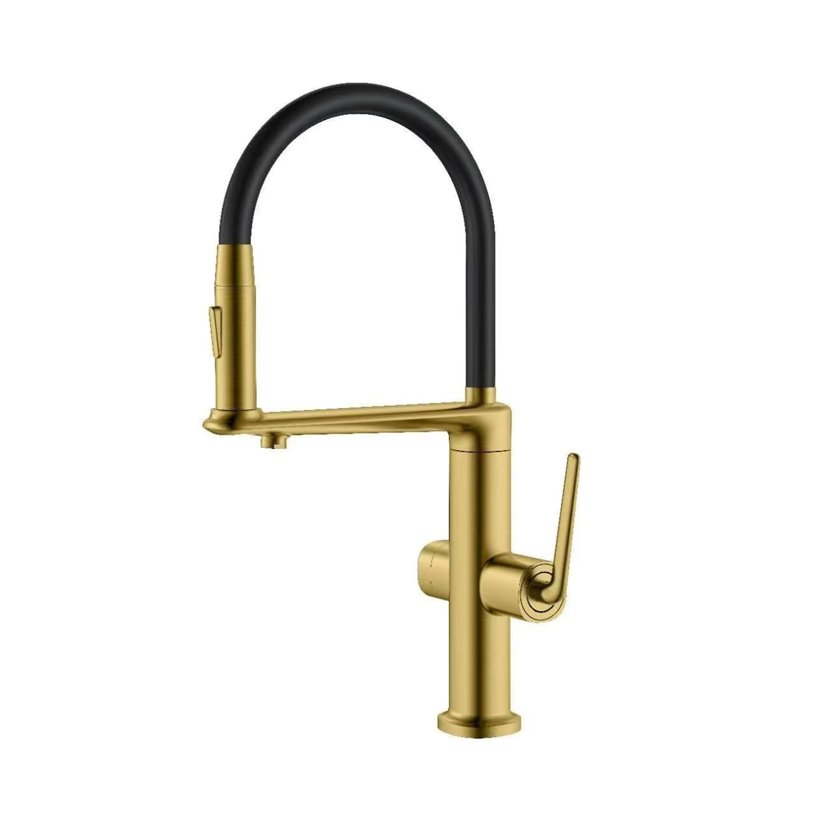 ZYCHSJXA Kitchen Bath Taps3 Way Tap with Pull Out Spray Rotary Brass Sink Faucet 3 in 1-Brushed Gold