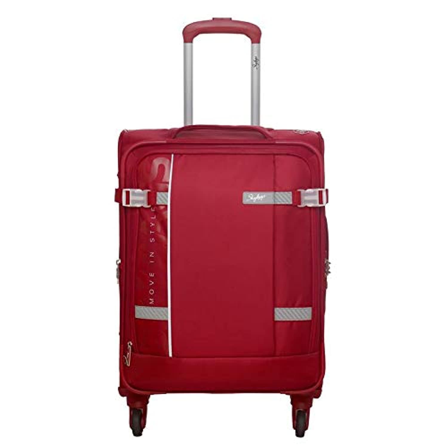Polyester Solid Pattern Snazzy 4W Exp Strolly Softshell Inline Suitcase/Trolley Bag (H) 59 (Carmine Red, Small), H-60 Centimeters-image-38