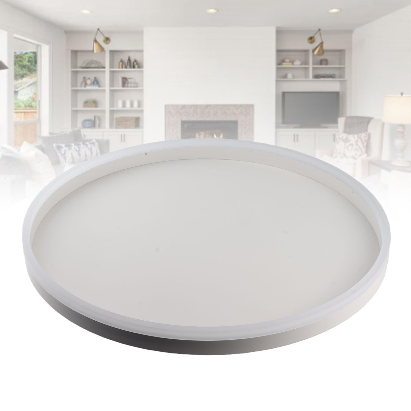 lampas Sufitowa LED do Montażu Podtynkowego, z możliwością (WHITE) | Pilot i Aplikacja, 3 Temperatury Barwowe, CRI90+, do Salonu, Sypialni, Przedpokoju, Kuchni, Okrągłe