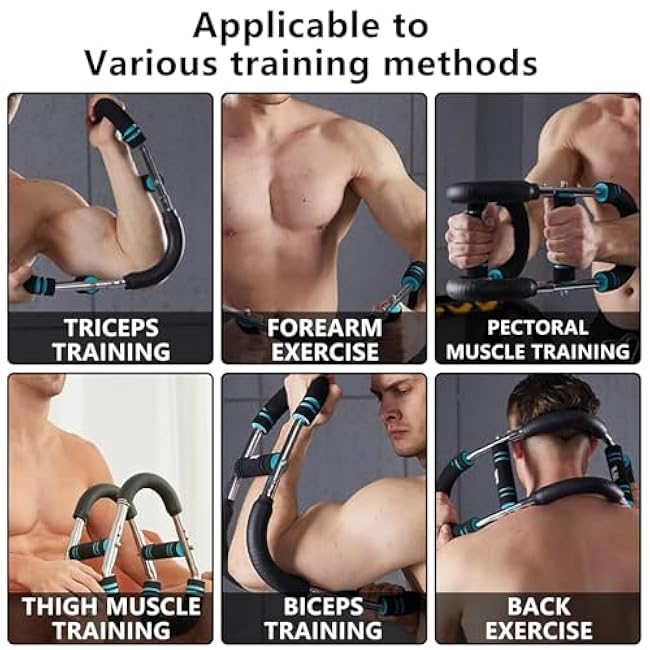 Twister Arm Trainer, Adjustable Chest Exerciser with 4 Spring, Detachable Power Twister Bar for Men Women, Portable Upper Body Strength Training Machine, Spring Resistance Fitness Equipment