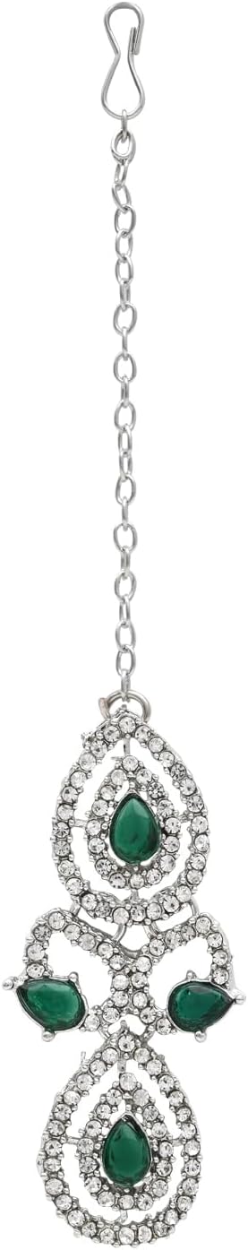 I Jewels Silver Plated Crystal Diamond Necklace & Earrings Jewellery Set for Women