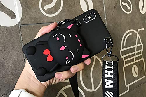 Sgvahy Phone Case For Iphone X/Iphone Xs Case Cute Wallet Iphone Case With Long Lanyard Cat Cartoon Phone Case 3D Kawaii Iphone Case Soft Silicone Shockproof Cover Protective Case For Womens Girls #TOP1