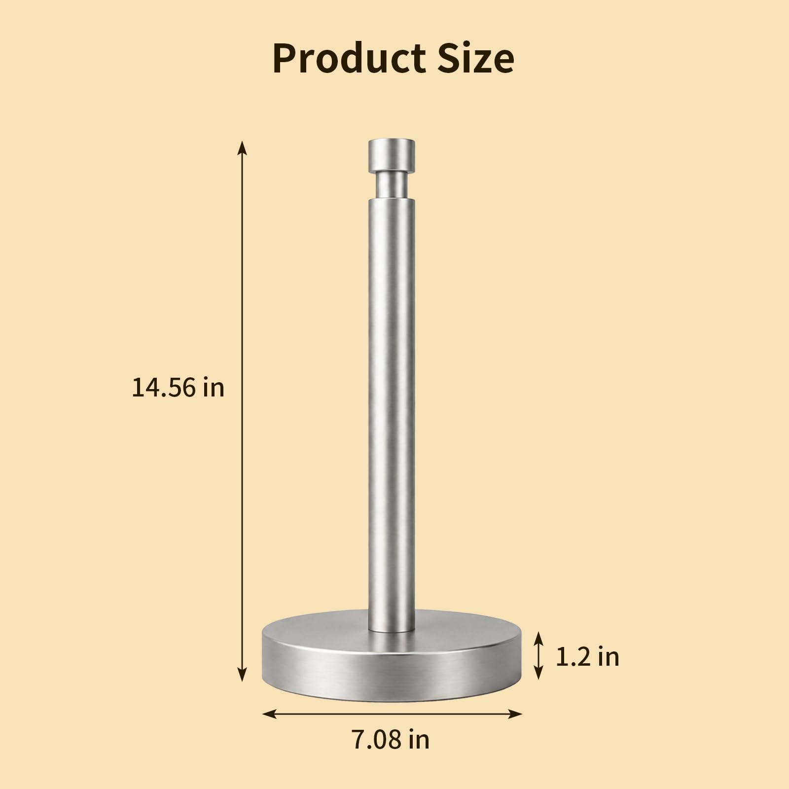 YUMORE Portarotolo da Cucina Autoportante Porta Rotoli Inox, Argento | Porta carta da cucina in Acciaio Inossidabile con Base Ponderata Supporto per Rotoli da Cucina da Banco