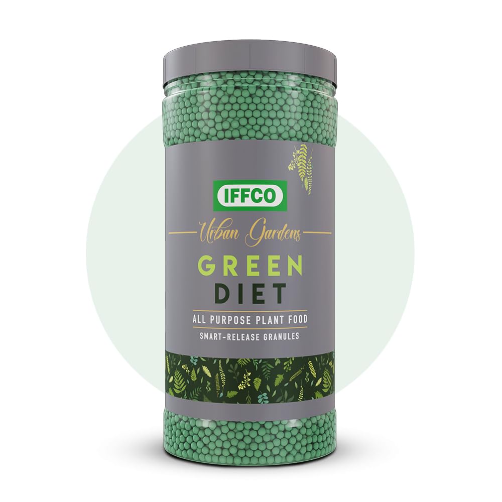 IFFCO Urban Gardens - Green Diet - 1 Kg - Organic Plant Food For Potted Indoor & Outdoor plants, Balanced Macro & Micro Nutrients, Slow-Release Granules