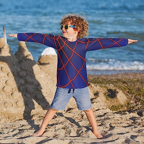 CaTaKu Cute Spider Web Boys Rash Guard Toddler Swim Sun Shirts Long Sleeve UPF 50+ Swimsuit for Boys Girls 3-12T2