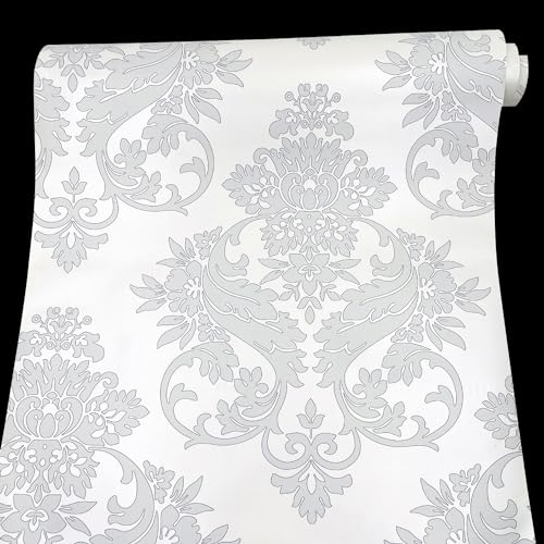 Papier autocollant pour rénover un tiroir de commode avec le motif gris floral 45cm - 3