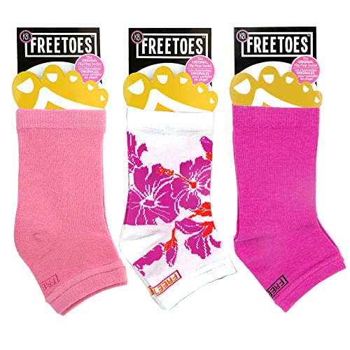 Freetoes Toeless Socks-3 Pairs-1-Pink, 1 Floral, 1 ballerina pink2