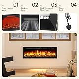 Nordivale 50"/127cm Recessed Electric Fireplace, Wall Mounted/Freestanding Media Wall Fireplace 750/1500W with Remote & Touch Buttons Controlled, 12 LED Color Electric Log Burner, Overheat Protection - Image 6