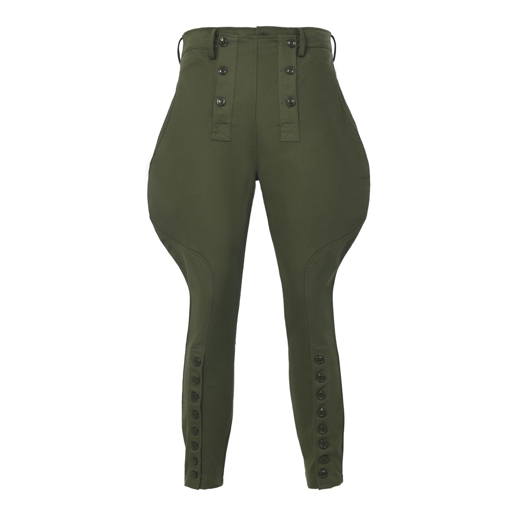 Historic WWII-Style US Officer Cotton Breeches - Military Reproduction Khaki Reithose mit Knopf-Beinverschluss