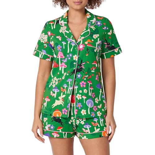 Image of Bed Head PJs Womens Matching Pajamas - Soft Organic Short Sleeve Button Down PJ Shirt & Shorts Set - Sleepwear & Loungewear