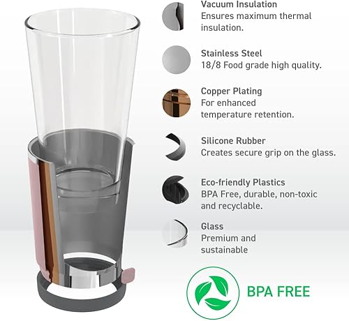 Miniatura 4 de Asobu Beer Pint - Funda y vaso de doble pared con aislamiento al vacío, 16 onzas (rosa polvo)