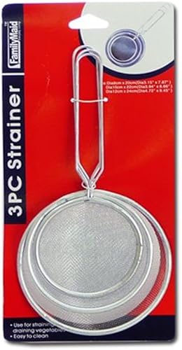 Juego de 3 coladores de malla fina con mango de colador de harina, tamiz de harina, escurridor de alimentos de cocina, juego de colador de cocina de