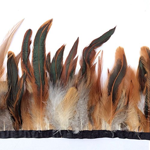 KOLIGHT Lot de 2m Naturel Utilisation ornementale de coq plumes Bordure à franges 12-17cm de largeur Décoration DIY naturel Cover