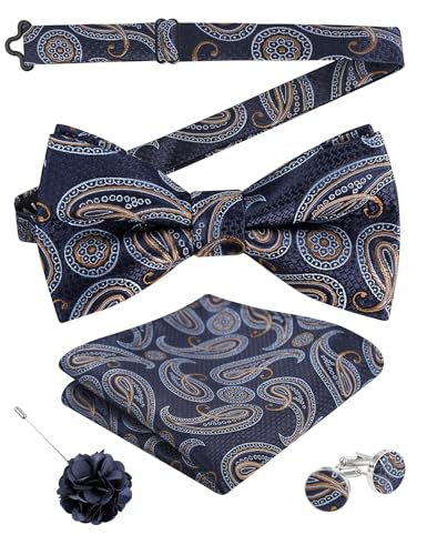 Image of Alizeal Mens 4pcs Vintage Paisley Bow Tie Set