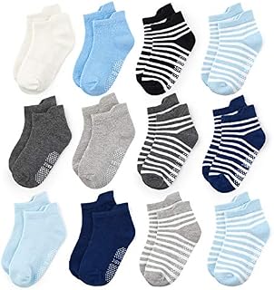 Kosdeal Non Skid Cotton Anti Slip Ankle Socks With Grips for Baby Toddler Kids