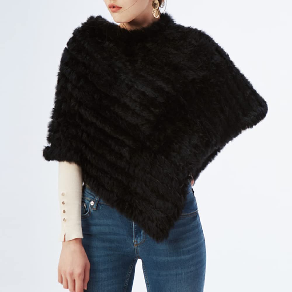 WSPDSD Véritable fourrure tricotée fourrure de lapin Poncho gilet gilet mode Wrap manteau Vtg châle dame fourrure naturelle fête de mariage en gros
