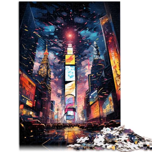 Puzle de neón para adultos de 1000 piezas 'New York Times Square' divertido para toda la familia desafiante de completar pero divertido y humorístico, 26 x 38 cm