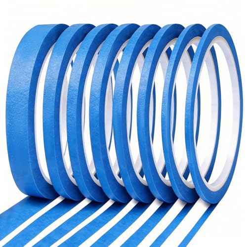EFOK 8 Rolls Pinstripe Tape Line Thin Masking Automotive Tape for DIY Paint Auto Art Crafts Anti-UV Total 216 Yards (Blue)