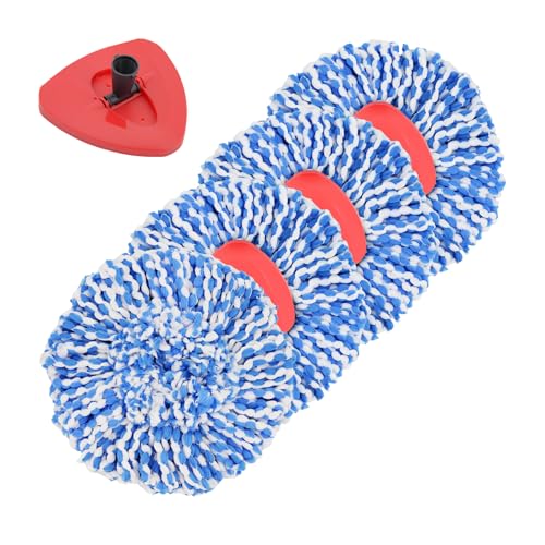 4 Pack Spin Mop Replacement Heads Microfiber Mop Refills Compatible with 2 Tank System Replace Head Safe for Cleaning All Hard-surfaced Floors Includes 1 Extra Mop Replacement Base