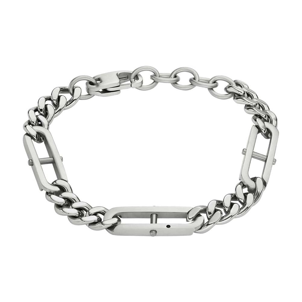 Fossil Bracelet for Men Heritage, Length: 220mm, Width: 8mm Silver Stainless Steel Bracelet, JF04342040