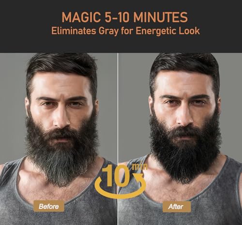 Men's Black Beard Dye for Gray Hair,Beard Color & Hair Dye Shampoo 3 in 1 for Men,Mustache & Beard Dye Black Works in Minutes,Long Lasting Beard Coloring,Herbal Black Hair Shampoo 6.76 Fl Oz - Image 4