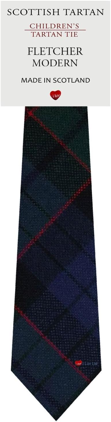 I LUV LTD Boys All Wool Tie Woven And Made in Scotland in Fletcher Modern Tartan