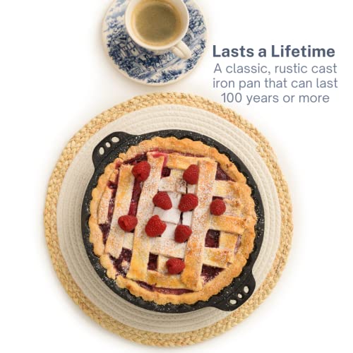 Kuha Pie Pan - 9” Cast Iron Skillet For Baking Apple, Pumpkin, Cherry Pies - With Silicone Trivet #TOP1