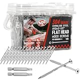 #10x2-1/2 Inch 304 Stainless Steel Deck Screws 500 PCS - Corrosion-Resistant Outdoor Wood Fasteners for Fences, Decks, Wood Project - T25 Star Drive Bit