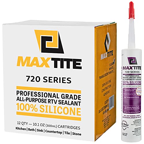 MaxTite 720 Series Translucent White 100% Professional Grade All-Purpose RTV Silicone Sealant (Case of 12)